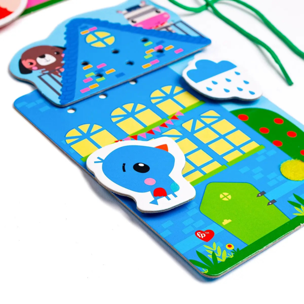 Гра-шнурівка Vladi Toys Fisher-Price Кольорові будиночки, укр. мова (VT5303-26) - Pampik - 3
