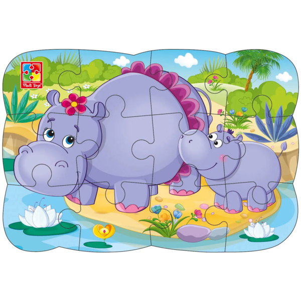 Пазли на магніті Vladi Toys Мої перші ігри Бегемотики, 12 елементів (VT3205-76) - Pampik