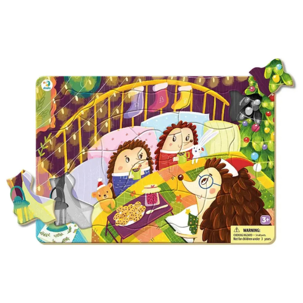 Пазл-вкладыш DoDo Праздничные ежики, с рамкой, 21 элемент (300415) - Pampik - 2