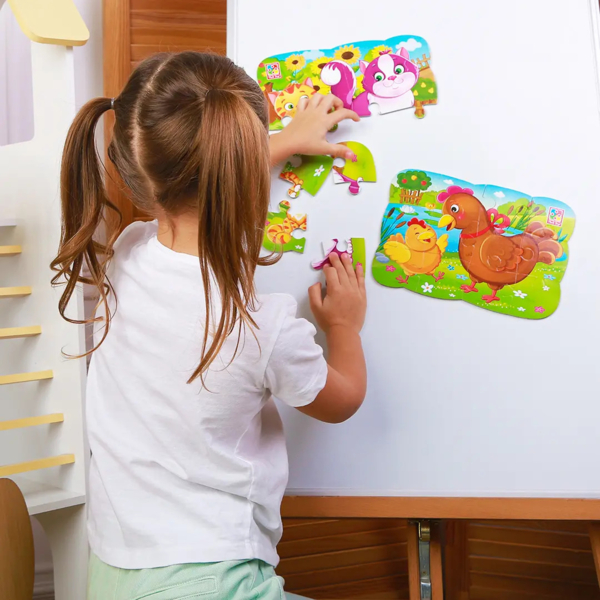 Пазли на магніті Vladi Toys Мої перші ігри Курка та курча, 12 елементів (VT3205-78) - Pampik - 4
