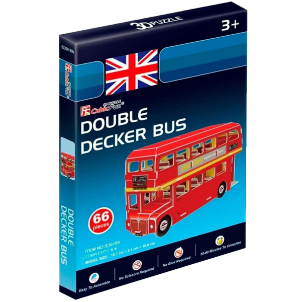 Пазл 3D CubicFun Автобус Double-decker, 66 элементов (S3018h) - Pampik