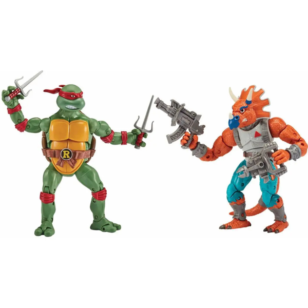 Набор фигурок TMNT Черепашки-ниндзя классические Рафаэль против Трицератона, 15 см (81278) - Pampik