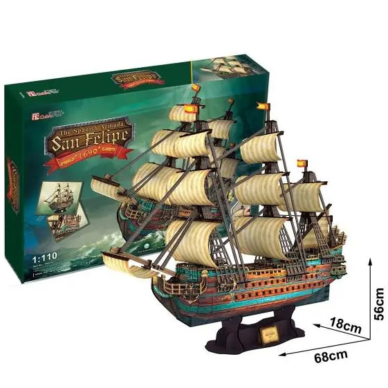 3D Пазл CubicFun Испанская армада Сан Фелипе, 248 элементов (T4017h) - Pampik - 4