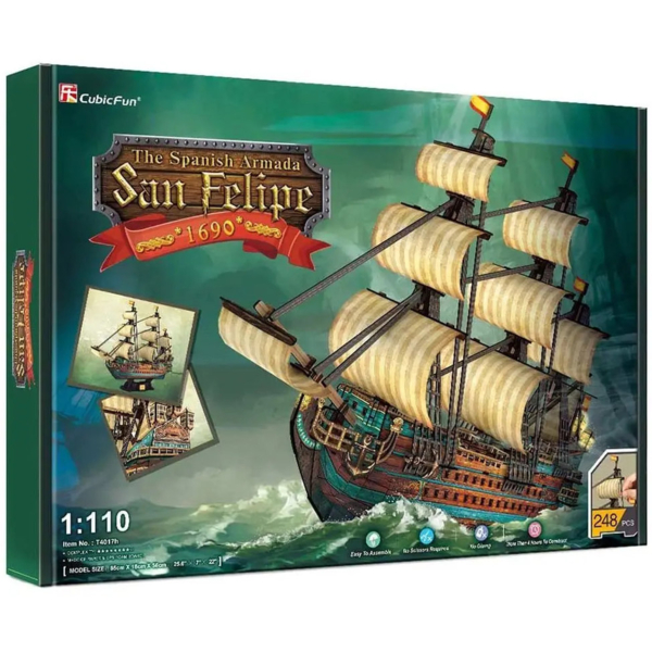 3D Пазл CubicFun Испанская армада Сан Фелипе, 248 элементов (T4017h) - Pampik - 3