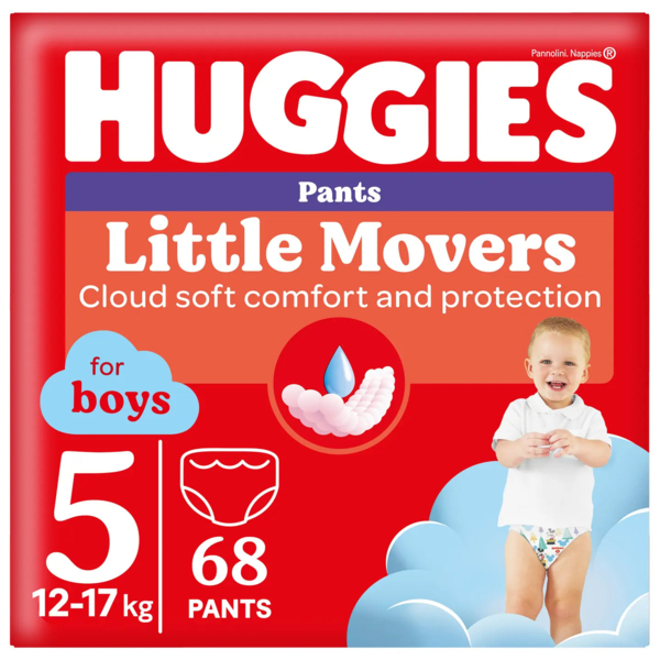 Подгузники-трусики для мальчиков Huggies Little Movers Pants 5 (12-17 кг), 68 шт. - Pampik