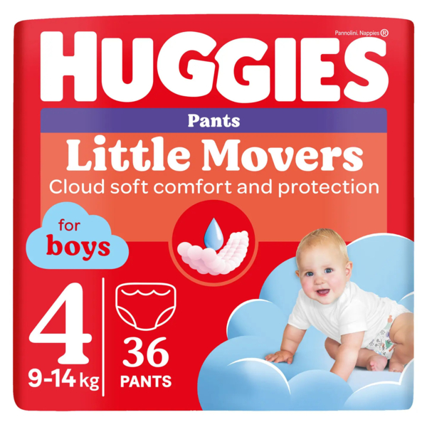 Подгузники-трусики для мальчиков Huggies Little Movers Pants 4 (9-14 кг), 36 шт. - Pampik