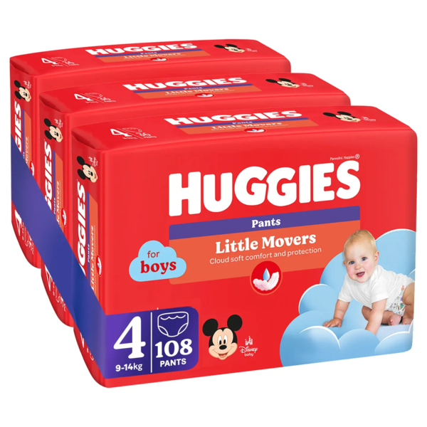 Подгузники-трусики для мальчиков Huggies Little Movers Pants 4 (9-14 кг), 108 шт. - Pampik - 3