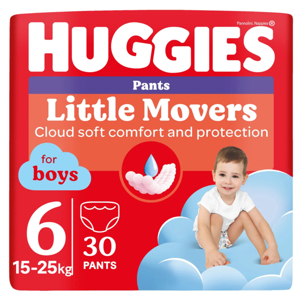 Підгузки-трусики для хлопчиків Huggies Little Movers Pants 6 (15-25 кг), 30 шт. - Pampik