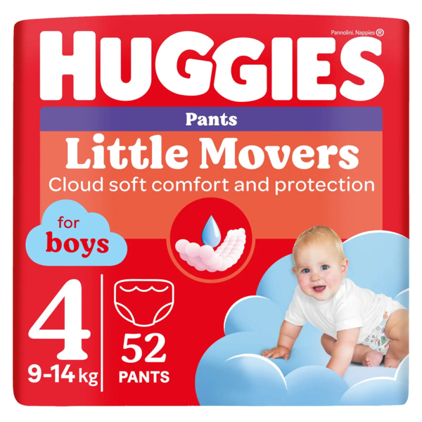 Подгузники-трусики для мальчиков Huggies Little Movers Pants 4 (9-14 кг), 52 шт. - Pampik