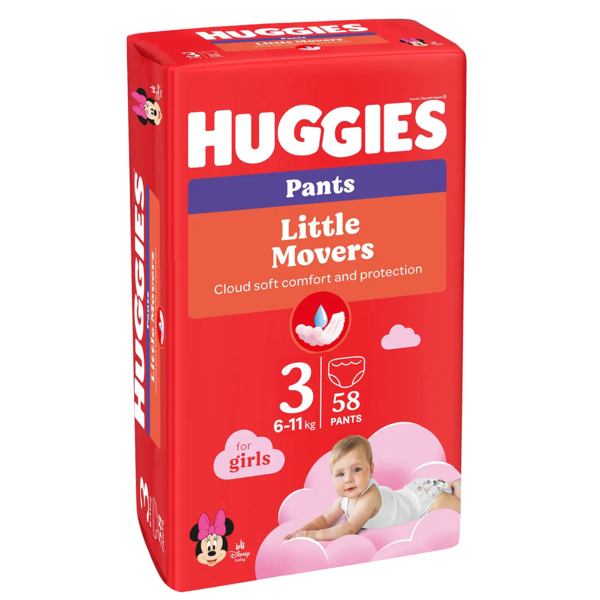 Підгузки-трусики для дівчаток Huggies Little Movers Pants 3 (6-11 кг), 58 шт. - Pampik - 3
