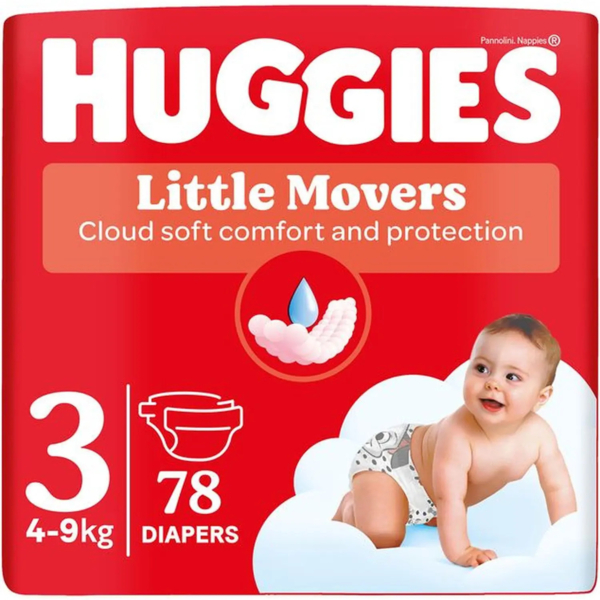 Набір підгузків на липучках Huggies Little Movers 3 (4-9 кг), 156 шт. (2 уп. по 78 шт.) - Pampik - 2