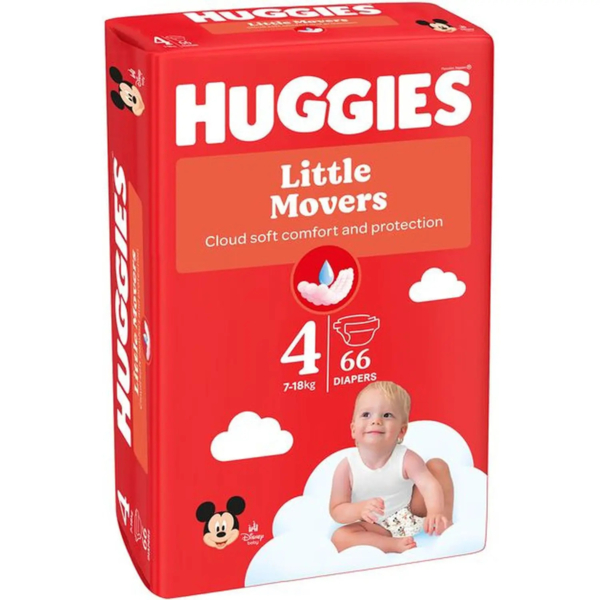 Набір підгузків на липучках Huggies Little Movers 4 (7-18 кг), 132 шт. (2 уп. по 66 шт.) - Pampik - 3