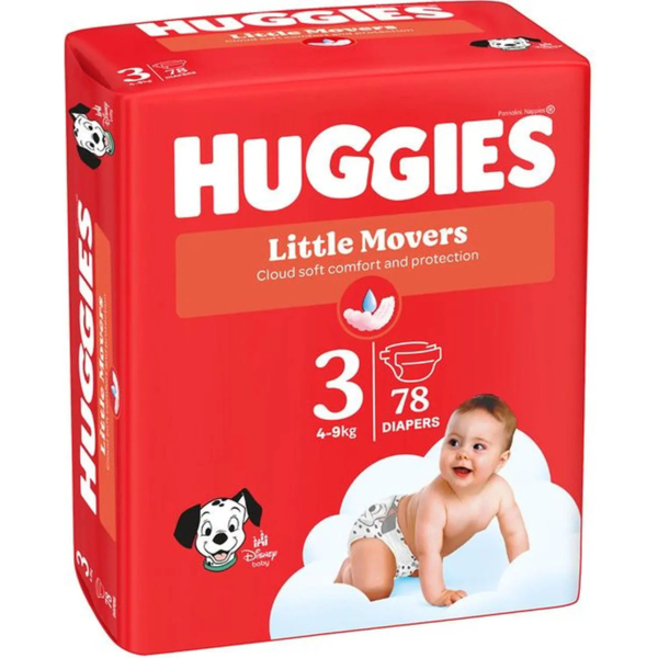 Набір підгузків на липучках Huggies Little Movers 3 (4-9 кг), 156 шт. (2 уп. по 78 шт.) - Pampik - 3