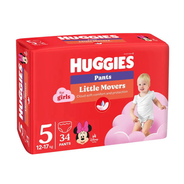 Підгузки-трусики для дівчаток Huggies Little Movers Pants 5 (12-17 кг), 34 шт. - Pampik - 3