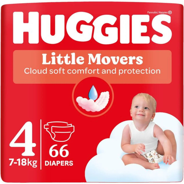 Набір підгузків на липучках Huggies Little Movers 4 (7-18 кг), 132 шт. (2 уп. по 66 шт.) - Pampik - 2