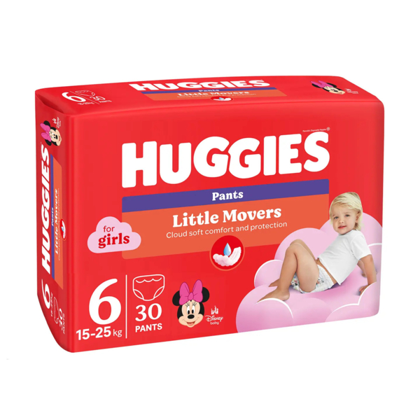 Підгузки-трусики для дівчаток Huggies Little Movers Pants 6 (15-25 кг), 30 шт. - Pampik - 3
