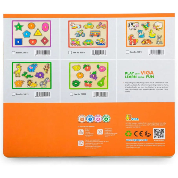 Дерев'яна рамка-вкладиш Viga Toys Домашні тварини, 8 елементів (50017) - Pampik - 3