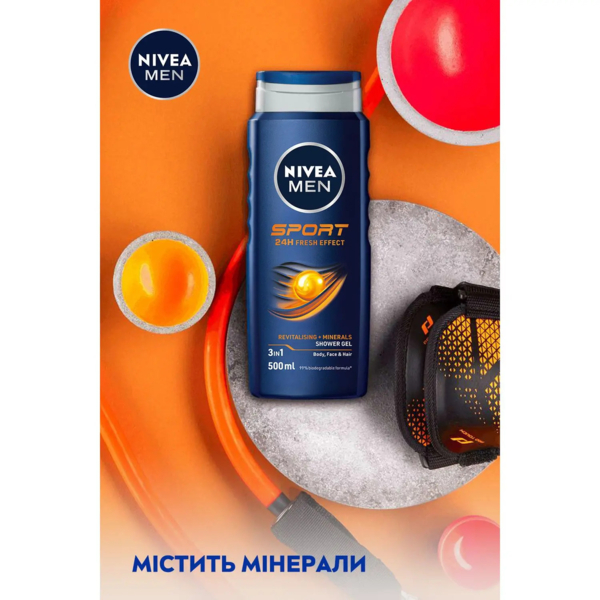 Гель для душу Nivea Men Спорт 3 в 1 для тіла, обличчя та волосся, 500 мл - Pampik - 4