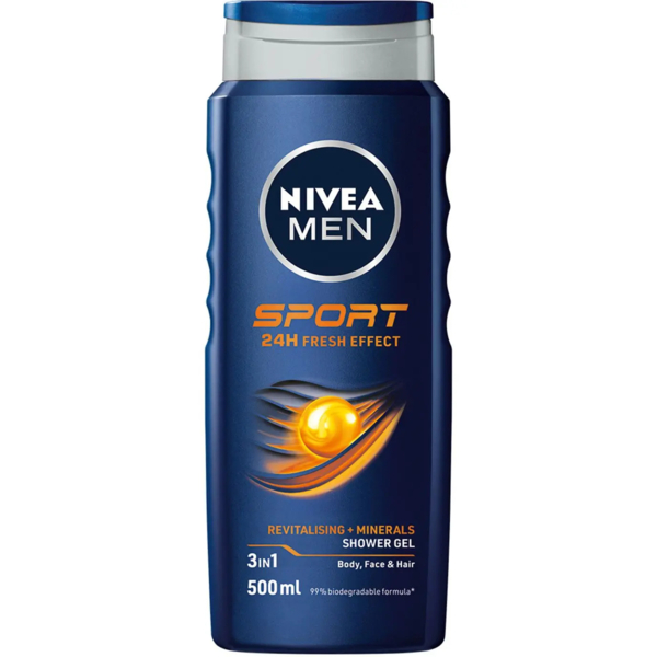 Гель для душу Nivea Men Спорт 3 в 1 для тіла, обличчя та волосся, 500 мл - Pampik