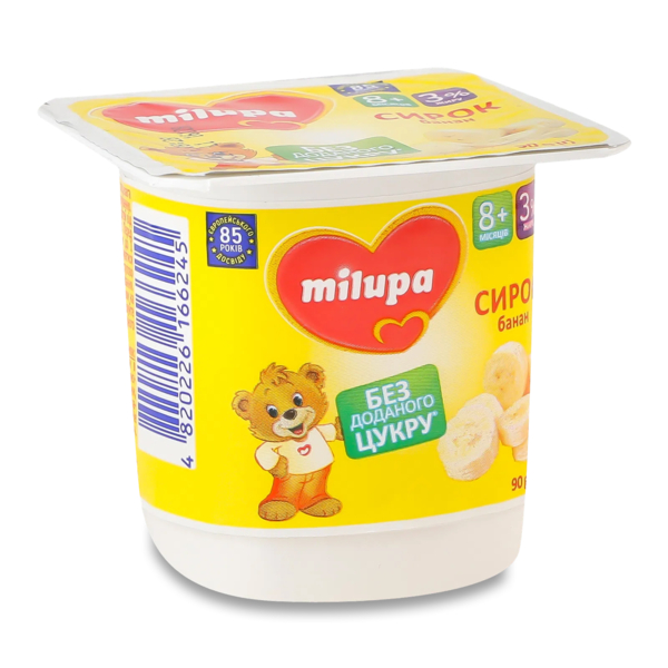 Сирок Milupa Банан 3%, з біфідобактеріями, 90 г - Pampik