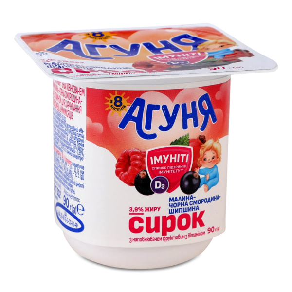 Сирок Агуня Малина-чорна смородина-шипшина 3,9%, 90г - Pampik