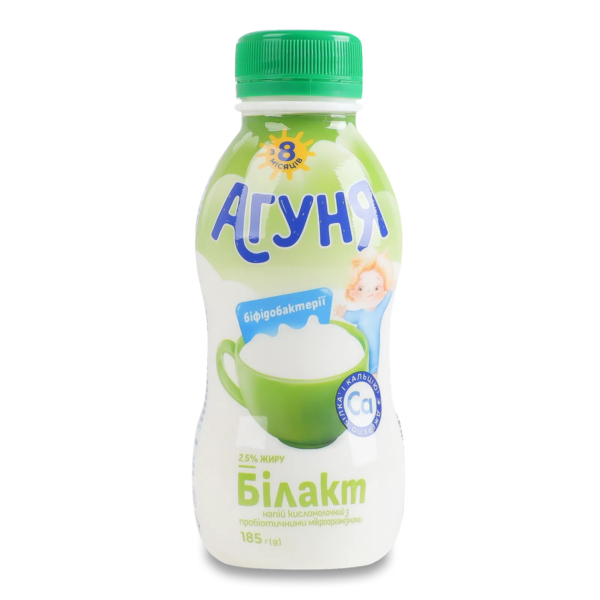 Напиток кисломолочный Агуня Билакт 2.5%, с пробиотическими микроорганизмами, 185г - Pampik