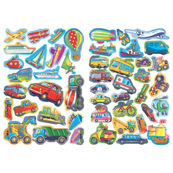 Велика книжка. Розвивальні наліпки + Розумнi завдання. Веселий транспорт (F00015363) - Pampik - 4