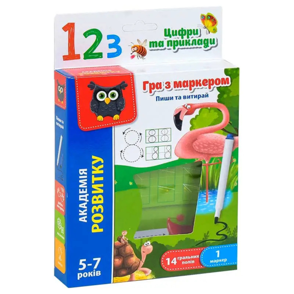 Игра с маркером Vladi Toys Пиши и вытирай Цифри та приклади, укр.(VT5010-14) - Pampik