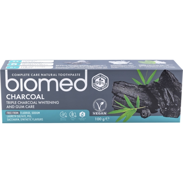 Зубна паста Biomed Charcoal Антибактеріальна, відбілююча, з вугіллям, 100 г - Pampik - 3