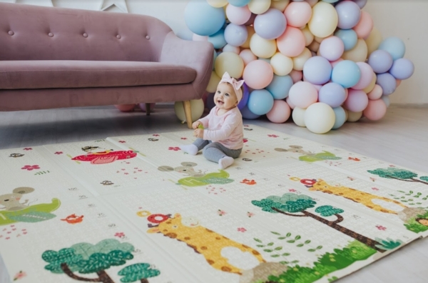 Детский двухсторонний складной коврик Poppet Транспорт и Зоолетчики, 180x150x1 см (PP005-150) - Pampik - 9