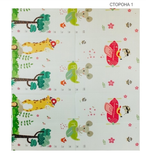 Детский двухсторонний складной коврик Poppet Транспорт и Зоолетчики, 200х180x1 см (PP005-200) - Pampik - 2