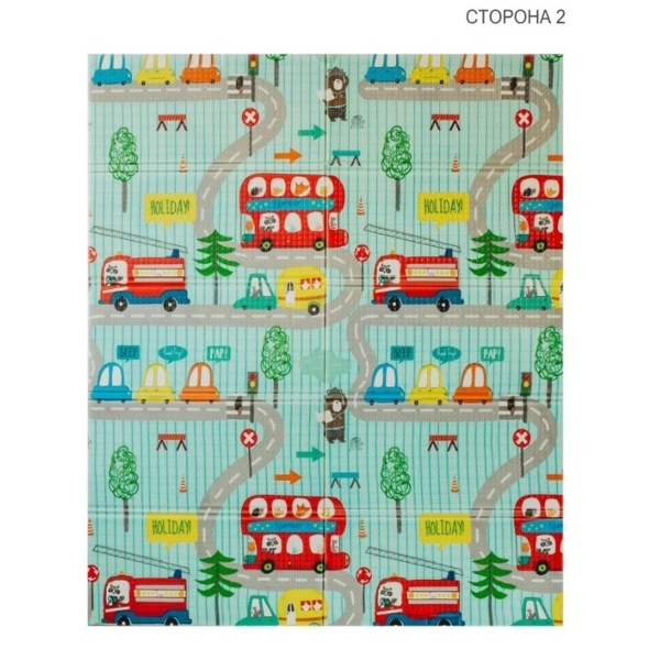 Детский двухсторонний складной коврик Poppet Транспорт и Зоолетчики, 180x150x1 см (PP005-150) - Pampik - 3