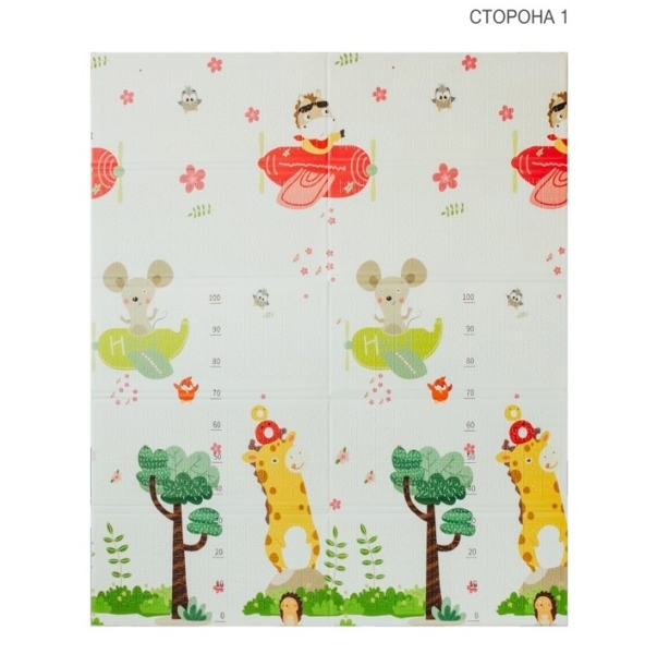 Детский двухсторонний складной коврик Poppet Транспорт и Зоолетчики, 180x150x1 см (PP005-150) - Pampik - 2