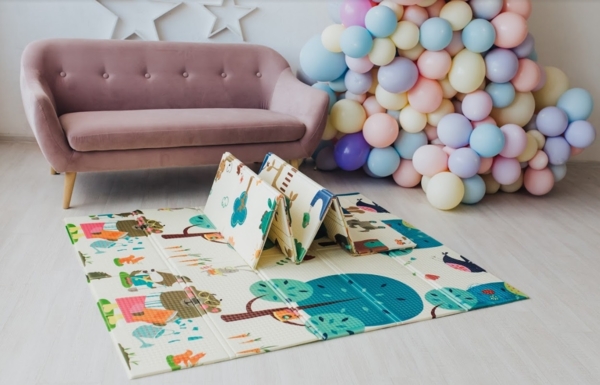 Детский двухсторонний складной коврик Poppet Веселая жирафа и Загадочный лес, 180x150x1 см (PP009-150) - Pampik - 6