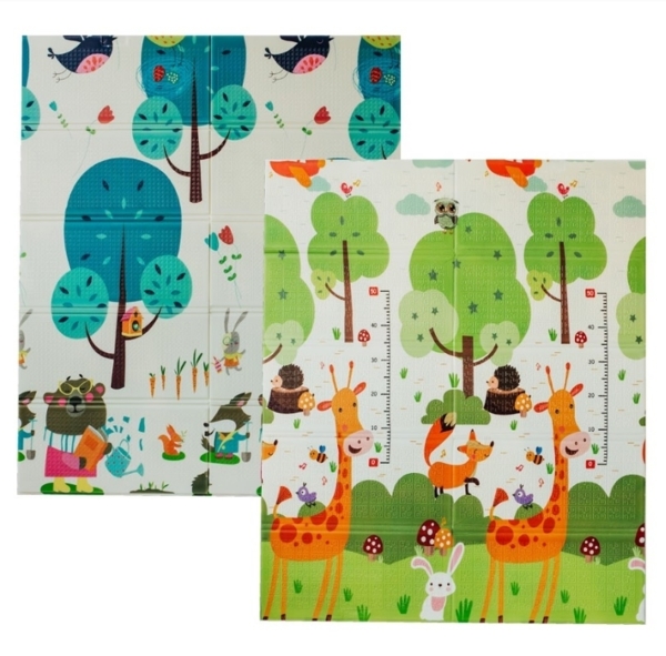 Детский двухсторонний складной коврик Poppet Веселая жирафа и Загадочный лес, 180x150x1 см (PP009-150) - Pampik