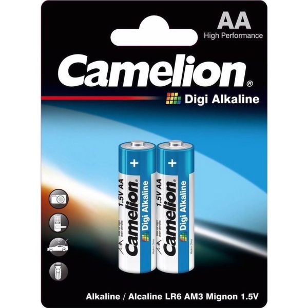 Батарейки Camelion Digi Alkaline AA, 1,5V, LR6-BP2DG, 2 шт. (LR6-BP2DG) - Pampik