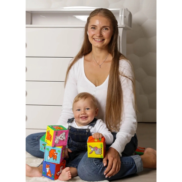 Набір м'яких кубиків 3в1 Масік Перші тварини, 18 шт. (МС 090601-16) - Pampik - 8