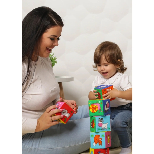 Набір м'яких кубиків 3в1 Масік Перші тварини, 18 шт. (МС 090601-16) - Pampik - 10