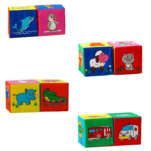 Набір м'яких кубиків 3в1 Масік Перші тварини, 18 шт. (МС 090601-16) - Pampik - 5