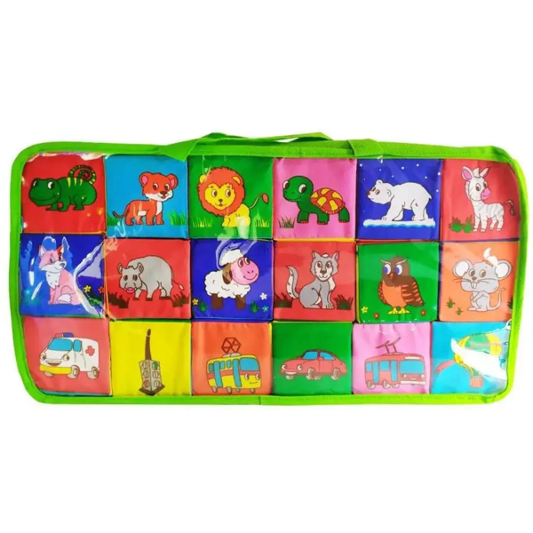 Набір м'яких кубиків 3в1 Масік Перші тварини, 18 шт. (МС 090601-16) - Pampik - 2