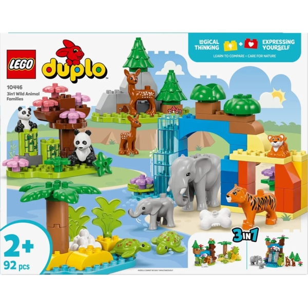 Конструктор LEGO DUPLO Town Сімейства диких тварин 3 в 1, 92 деталі (10446) - Pampik