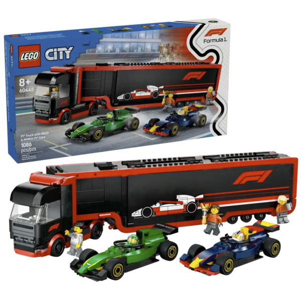 Lego City Constructor F1 вантажівка з автомобілями RB20 та AMR24, 1086 деталей (60445) - Pampik - 3