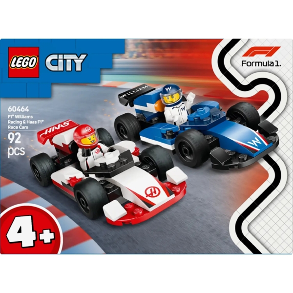 Конструктор Lego City Bolides F1 Williams Racing та Haas F1, 92 деталі (60464) - Pampik