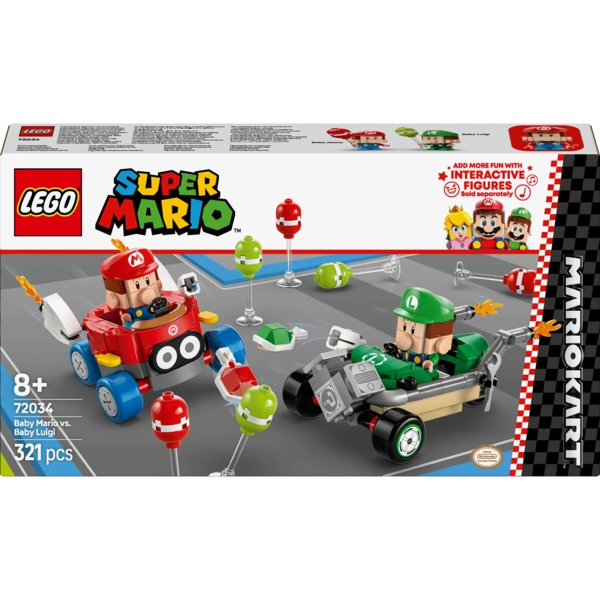 Конструктор Lego Super Mario Kart Baby Mario vs. Baby Luigi, 321 деталь (72034) - Pampik