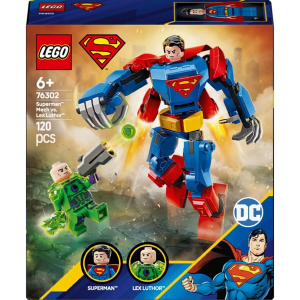 Конструктор LEGO Super Heroes DC Batman Супермен-робот проти Лекса Лютора, 120 деталей (76302) - Pampik