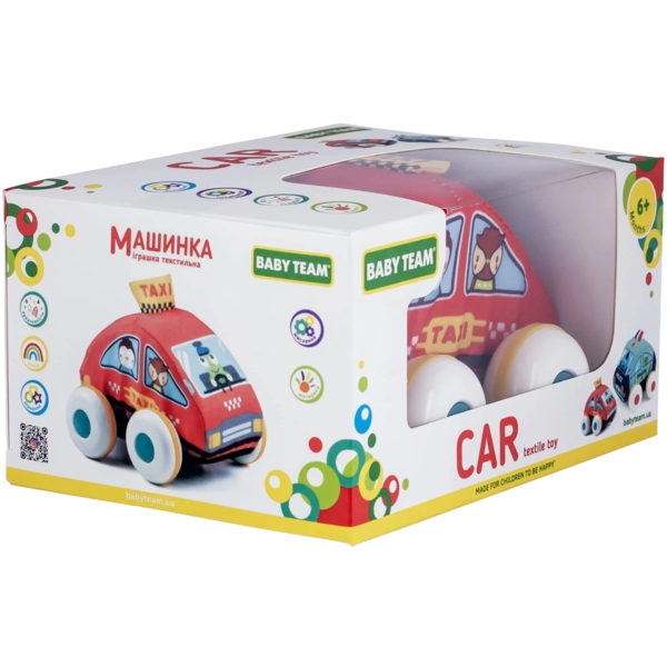 Игрушка текстильная Baby Team Машинка Такси (8420) - Pampik - 4