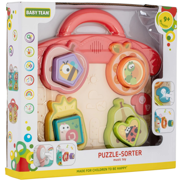 Іграшка музична Baby Team Пазл-сортер Фрукти, рожевий (8648_фрукти рожевий) - Pampik - 5