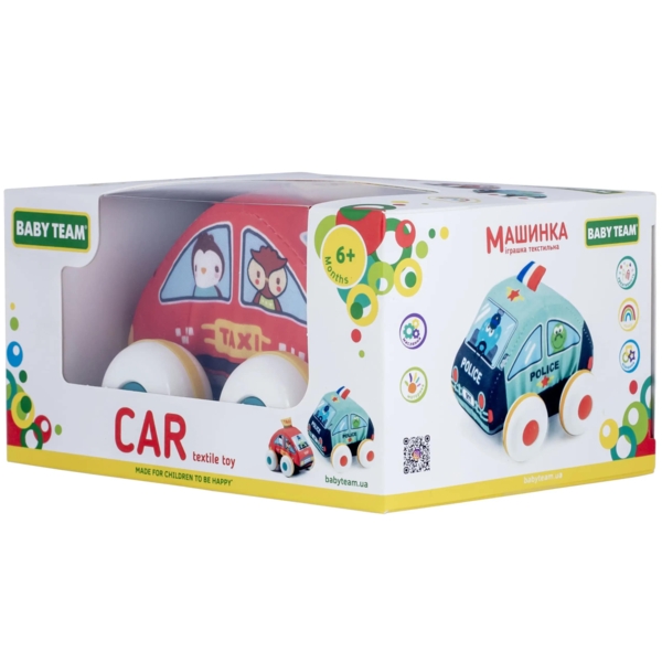 Игрушка текстильная Baby Team Машинка Такси (8420) - Pampik - 5