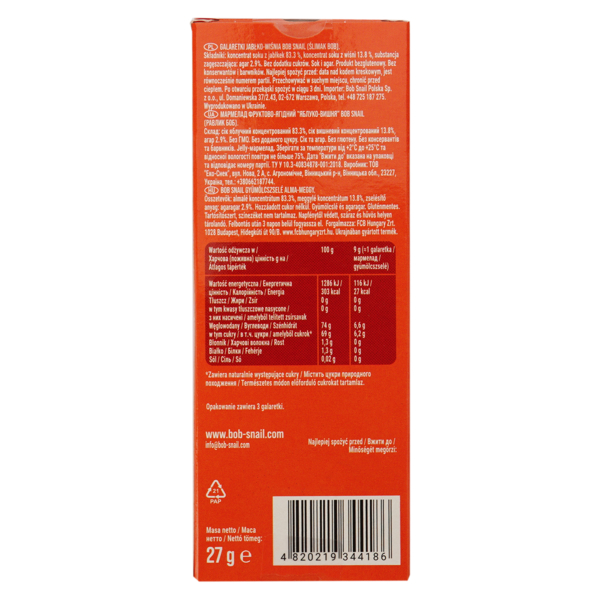 Натуральный мармелад Bob Snail Яблоко-Вишня, 27 г - Pampik - 2