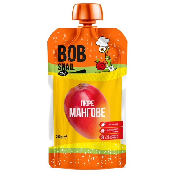 Пюре фруктовое Bob Snail Манго, пастеризованное, 250 г - Pampik
